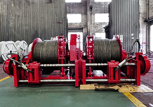 10T hydraulic double drum winch shipped
